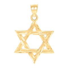 14kt Yellow Gold Unisex Star Of David Symbol Religious Pendant