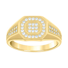 14kt Yellow Gold Mens Cubic-Zirconia Octagon Head Fashion Ring