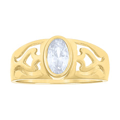 14kt Yellow Gold Baby Oval Cubic-Zirconia Oval Fashion Ring