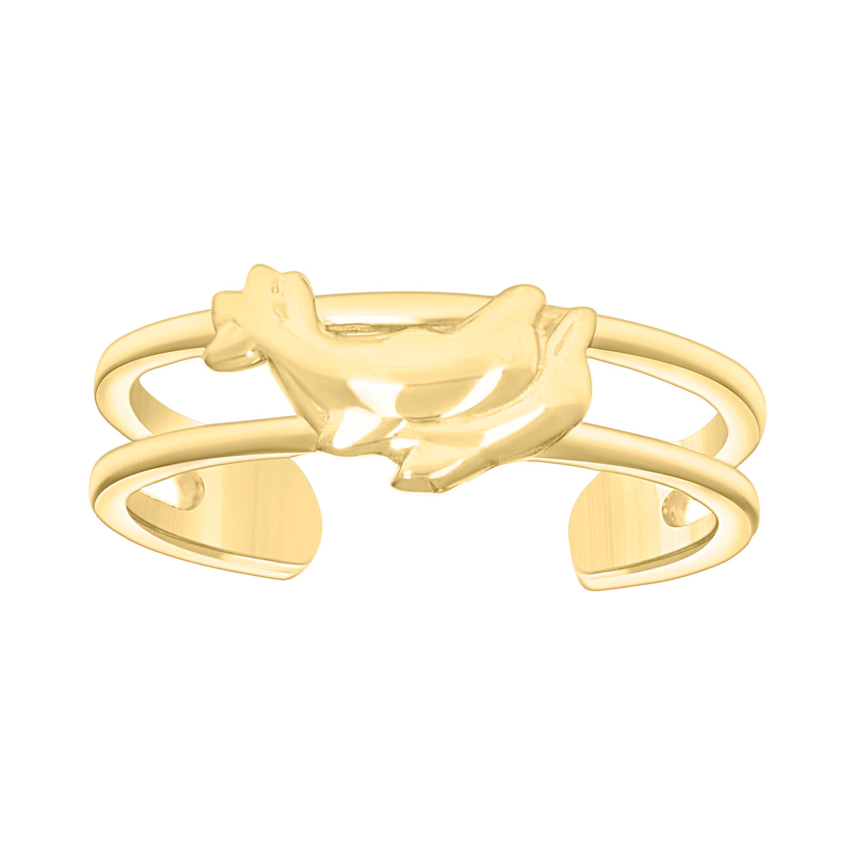 14kt Yellow Gold Womens Dolphins Toe Ring