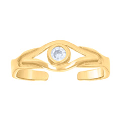 14kt Yellow Gold Womens Cubic-Zirconia Evil Eye Good Luck Toe Ring