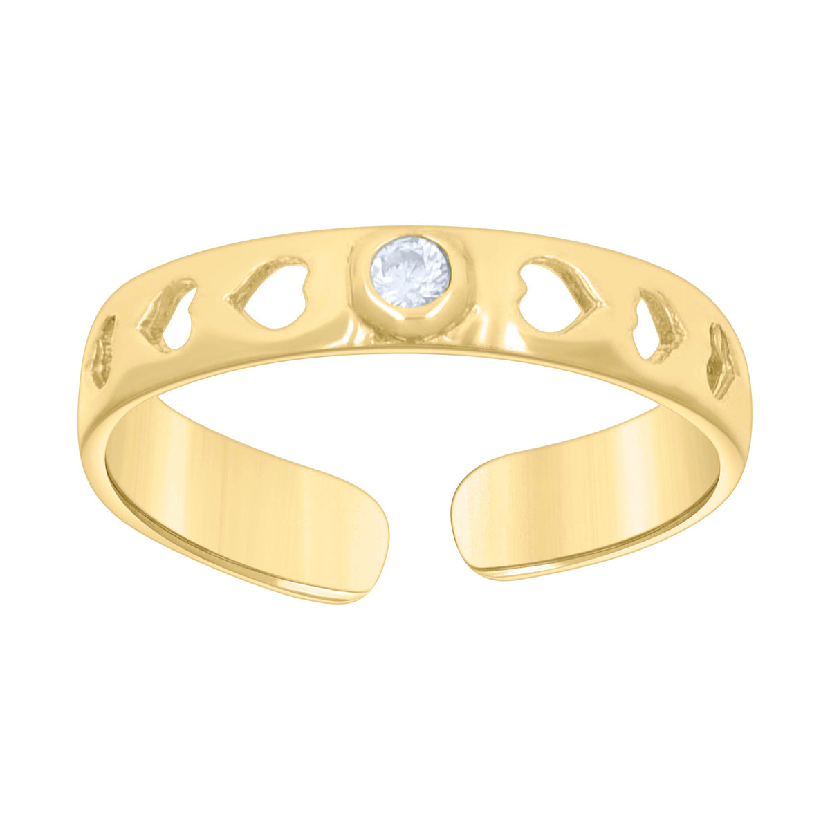 14kt Yellow Gold Womens Cubic-Zirconia Multi Hearts Toe Ring