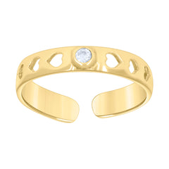 14kt Yellow Gold Womens Cubic-Zirconia Multi Hearts Toe Ring