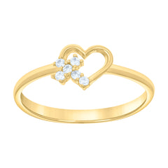 14kt Yellow Gold Womens Cubic-Zirconia Cross Heart Ring