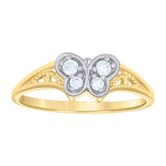 14kt Two-tone Gold Womens Cubic-Zirconia Butterfly Fashion Ring