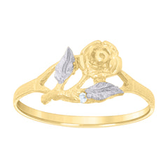 14kt Two-tone Gold Womens Cubic-Zirconia Flower Fashion Ring