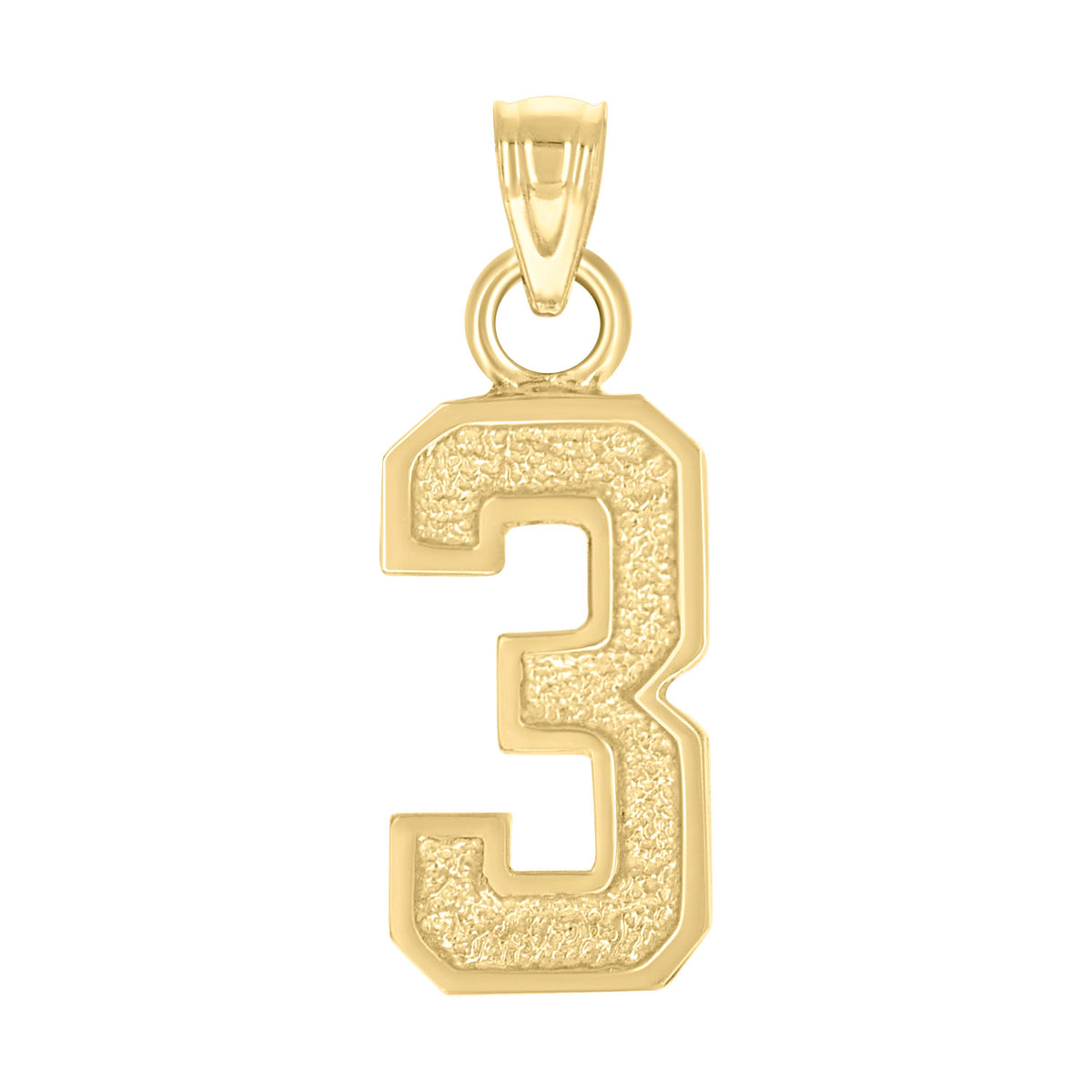 14kt Yellow Gold Unisex Initial Number 3 Charm Pendant