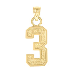 14kt Yellow Gold Unisex Initial Number 3 Charm Pendant