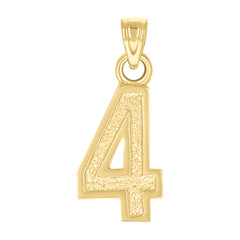 14kt Yellow Gold Unisex Initial Number 4 Charm Pendant
