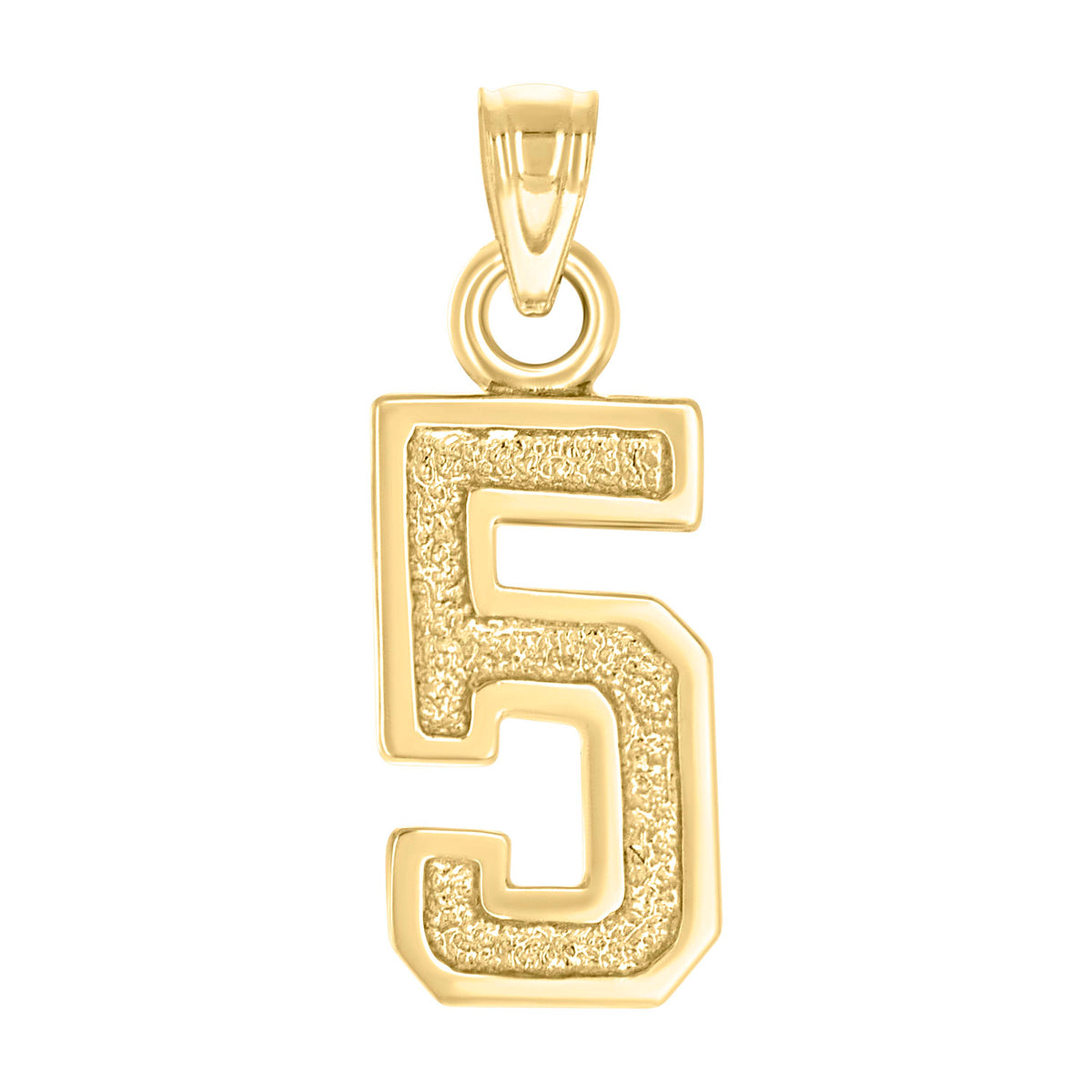 14kt Yellow Gold Unisex Initial Number 5 Charm Pendant