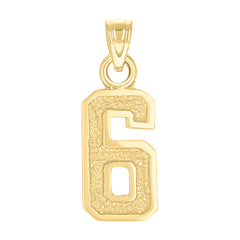 14kt Yellow Gold Unisex Initial Number 6 Charm Pendant
