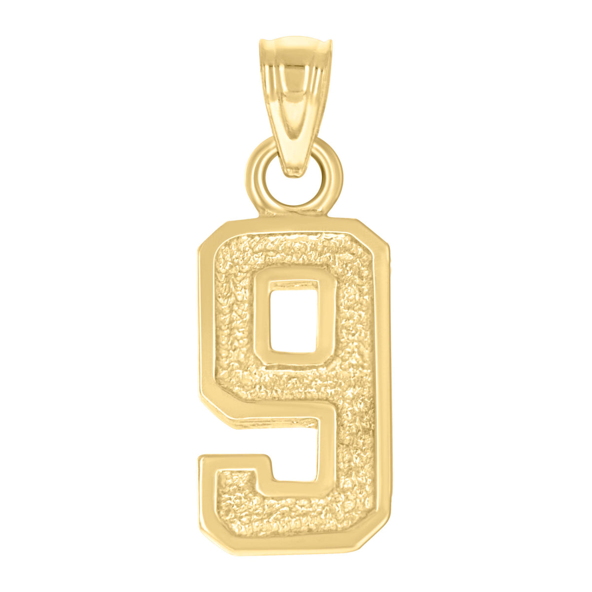 14kt Yellow Gold Unisex Initial Number 9 Charm Pendant