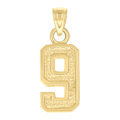 14kt Yellow Gold Unisex Initial Number 9 Charm Pendant