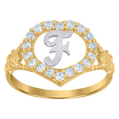 10kt Two-Tone Gold Mens Cubic Zirconia Nugget Dc Textured Square Signet Ring