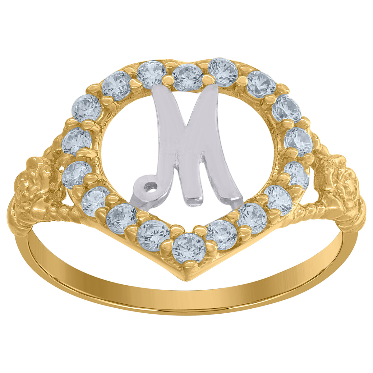 10kt Two-Tone Gold Mens Cubic Zirconia Round Engagement Ring