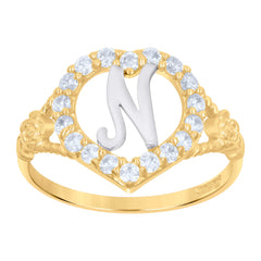 10kt Two-Tone Gold Mens Cubic Zirconia Round Head Fashion Ring
