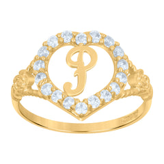 10kt Two-Tone Gold Mens Cubic Zirconia Round Head Fashion Ring