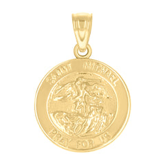 14kt Yellow Gold Unisex St. Michael Pray For Us Religious Pendant