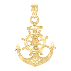 14kt Yellow Gold Unisex Anchor Ocean Pendant