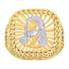 10kt Yellow Gold Womens Princess Cut Round Cubic-Zirconia Saint Jude Religious Ring