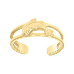 10kt Yellow Gold Womens Dolphins Toe Ring