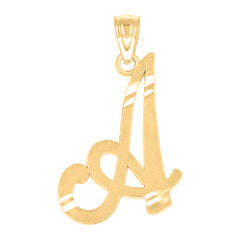 14kt Yellow Gold Unisex Initial Alphabet A Charm Pendant