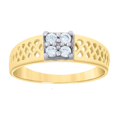 14kt Two-tone Gold Baby Cubic-Zirconia Square Head Ring