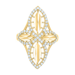 14kt Yellow Gold Womens Cubic-Zirconia Cross Religious Ring