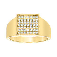 14kt Yellow Gold Mens Cubic-Zirconia Square Head Ring