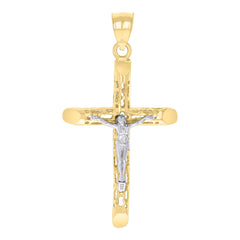 14kt Two-tone Gold Unisex Crucifix Cross Religious Charm Pendant