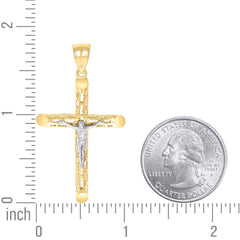 14kt Two-tone Gold Unisex Crucifix Cross Religious Charm Pendant