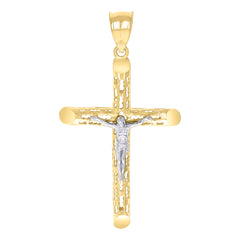 14kt Two-tone Gold Unisex Crucifix Cross Religious Charm Pendant