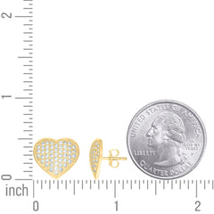 14kt Yellow Gold Womens Cubic-Zirconia Heart Stud Earrings