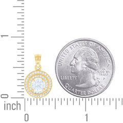 14kt Yellow Gold Womens Cubic-Zirconia Round Fashion Charm Pendant