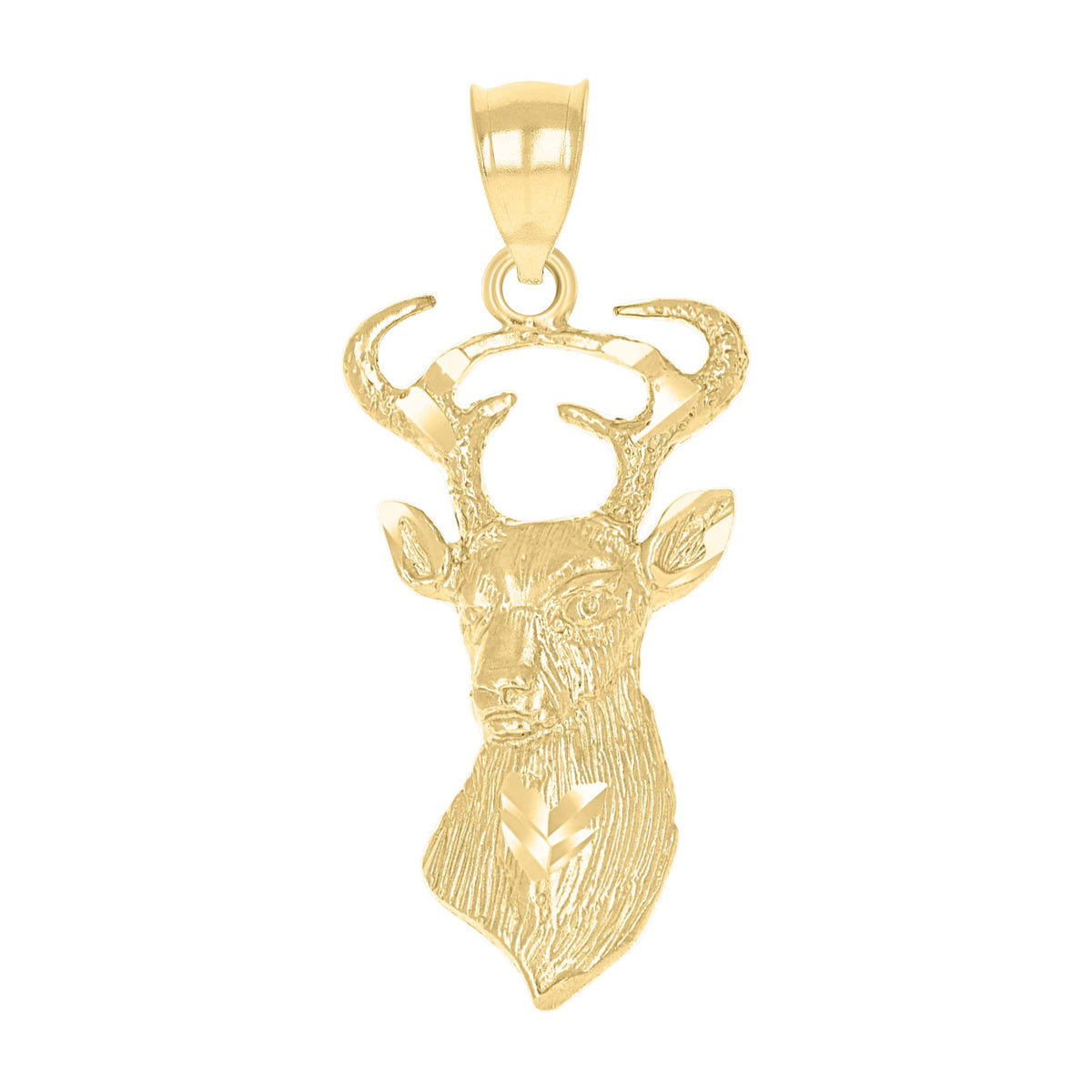 10kt Yellow Gold Womens Diamond-Cut Deer Animal Charm Pendant