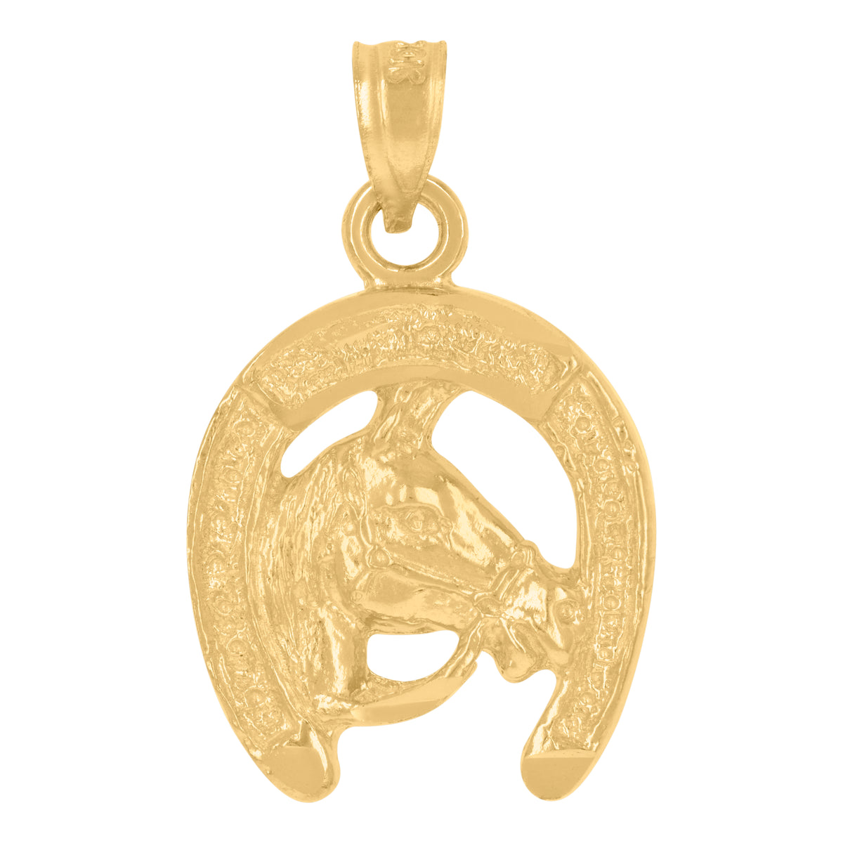 10kt Yellow Gold Womens Horse In Horseshoe Animal Charm Pendant