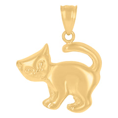 10kt Yellow Gold Womens Kitty Cat Animal Charm Pendant