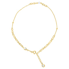 14kt Yellow Gold Womens Cubic-Zirconia Beaded Infinity Link Anklet Size 10 Inches