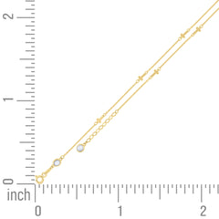 14kt Yellow Gold Womens Cubic-Zirconia Cross Link Anklet Size 10 Inches