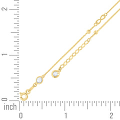 14kt Yellow Gold Womens Cubic-Zirconia Beaded Infinity Link Anklet Size 10 Inches