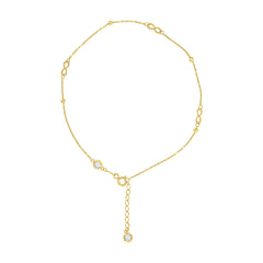 14kt Yellow Gold Womens Cubic-Zirconia Beaded Infinity Link Anklet Size 10 Inches