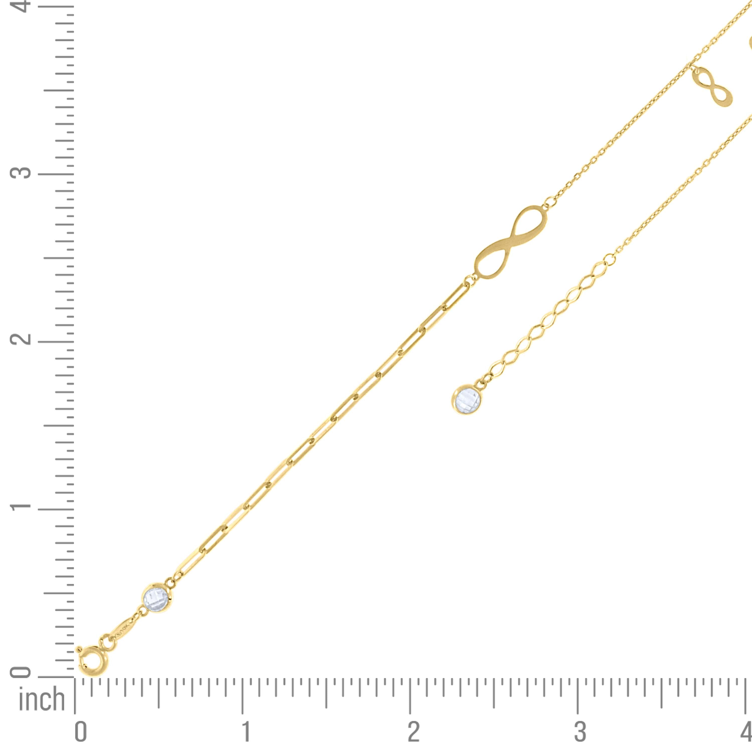 14kt Yellow Gold Womens Cubic-Zirconia Infinity Charms Bracelet Size 8 Inches
