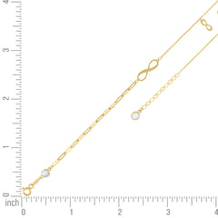14kt Yellow Gold Womens Cubic-Zirconia Infinity Charms Bracelet Size 8 Inches
