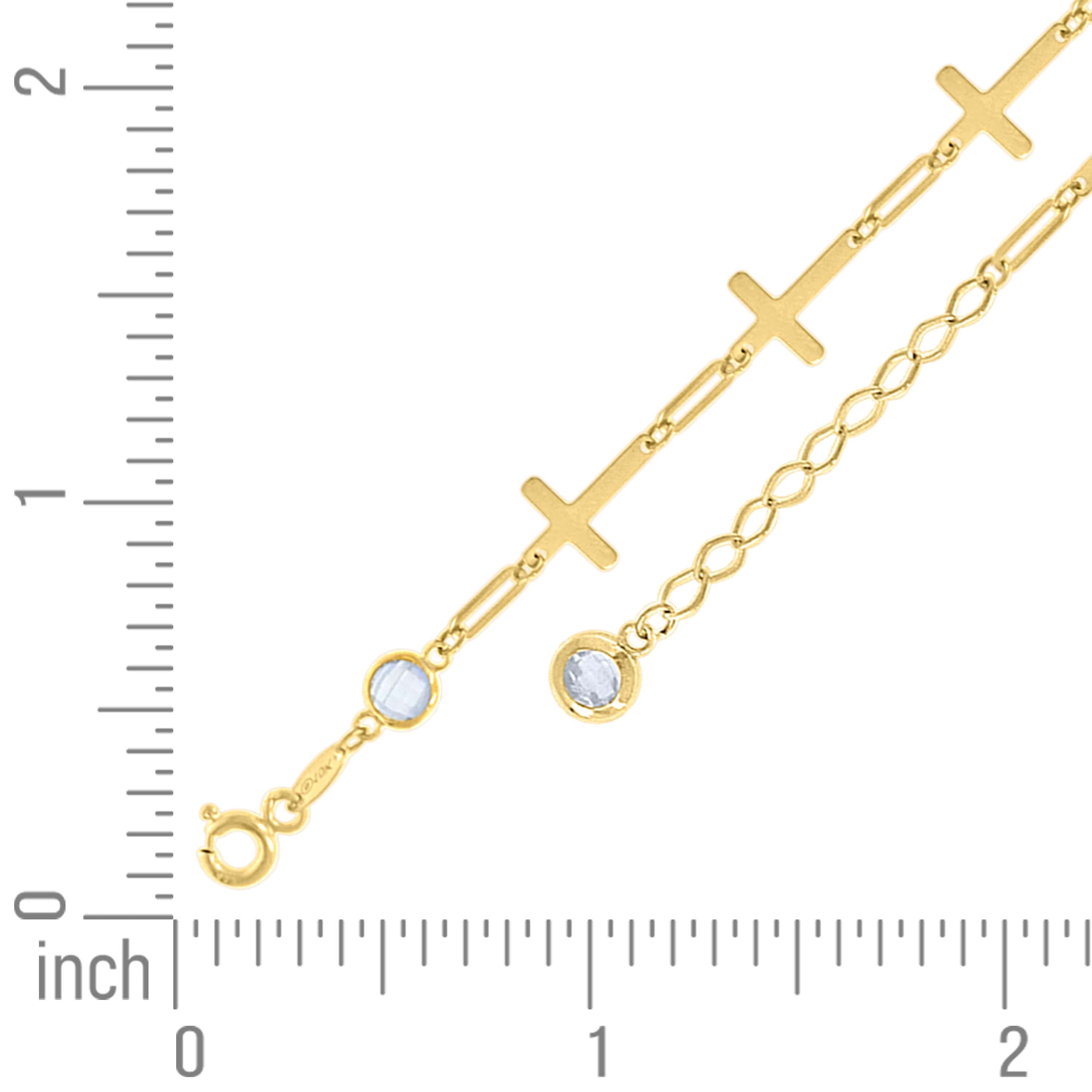 14kt Yellow Gold Womens Cubic-Zirconia Cross Link Bracelet Size 8 Inches