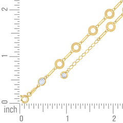 14kt Yellow Gold Womens Cubic-Zirconia Circle Fashion Link Bracelet Size 8 Inches