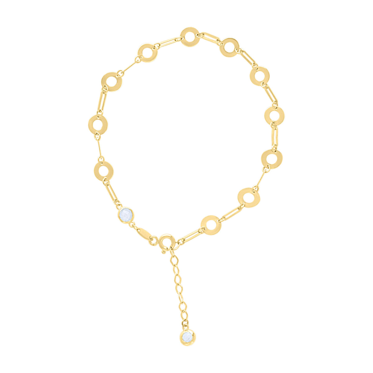 14kt Yellow Gold Womens Cubic-Zirconia Circle Fashion Link Bracelet Size 8 Inches
