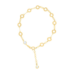 14kt Yellow Gold Womens Cubic-Zirconia Circle Fashion Link Bracelet Size 8 Inches