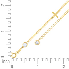 14kt Yellow Gold Womens Cubic-Zirconia Cross Charms Bracelet Size 8 Inches