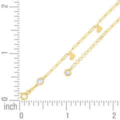 14kt Yellow Gold Womens Cubic-Zirconia Heart Charms Bracelet Size 8 Inches