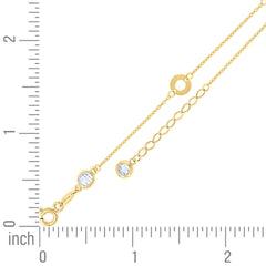 14kt Yellow Gold Womens Cubic-Zirconia Circle Link Fashion Anklet Size 10 Inches